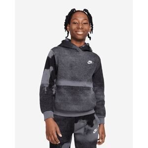 Nike Grade School NSW Club Fleece Pullover Hoodie Black Iron Grey Kids Size XS‎